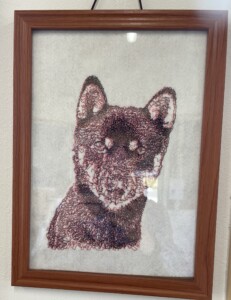 犬の写真をもとにリアル刺繍の作品例