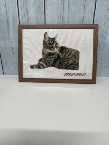 完成したフォト刺繍。写真のように立体的で世界に一つだけの特別な作品