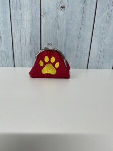 がま口ポーチ ワンポイント肉球 刺繍